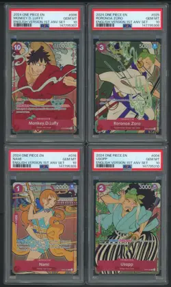 Lot of (10) PSA 10 Sequential One Piece English 1st Anniversary Set w/ Luffy - Image 2