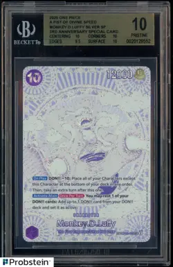 2025 ONE PIECE OP11 MONKEY D LUFFY 3RD ANNIVERSARY SILVER OP05-119 BGS 10 - Image 1