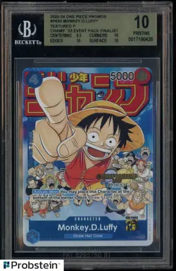 2022-24 One Piece Promos P033 Monkey D Luffy Textured Chmp Event Finalist BGS 10 - Image 1