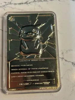 #25 Pokemon 23k Gold Plated PIKACHU Trading card. Nintendo 1999 In Case - Image 1
