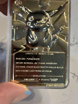 #25 Pokemon 23k Gold Plated PIKACHU Trading card. Nintendo 1999 In Case - Image 2