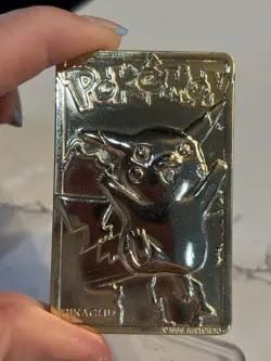 #25 Pokemon 23k Gold Plated PIKACHU Trading card. Nintendo 1999 In Case - Image 4