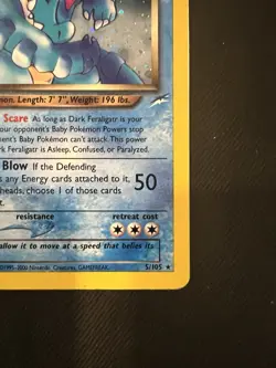 Pokemon Card Dark Feraligatr 80 HP Holo Rare Neo Genesis 5/111 MP - Image 4