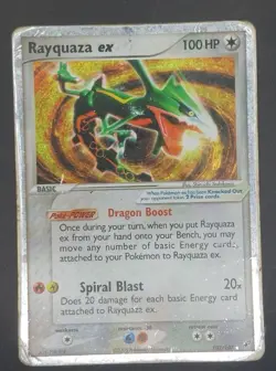 Pokemon Card-Rayquaza Ex-Ex Deoxys-Holo-102/107-ENG-Poor - Image 1