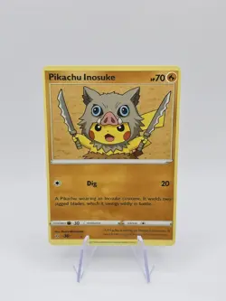 Demon Slayer Inosuke Hashibira X Pikachu Pokemon Custom Card - Image 1