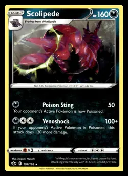 Scolipede Rare 107/198 SWSH06: Chilling Reign Pokemon Card - Image 1