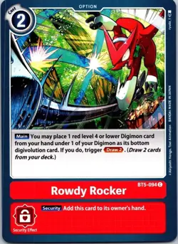 Rowdy Rocker BT5-094 Black Common Option Digimon Card CCG - Image 1