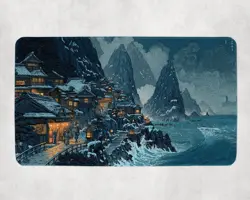 MTG Playmat | Snowy Japanese Izzet Themed Playmat | Unofficial MTG Playmat - Image 1
