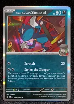2025 POKEMON TEAM ROCKETS SNEASEL HOLO RARE 128/182 WHITE STAR - Image 1