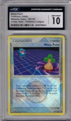 2008 POKEMON 88/100 WARP POINT CROSSHOLO LEAGUE MAJESTIC DAWN CGC 10 - Image 1