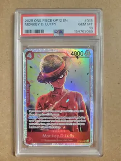 One Piece TCG Monkey D Luffy OP12-015 SR PSA 10 GEM MT Legacy of the Master - Image 1