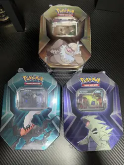Pokemon TCG SET OF 3 Sealed Tins Tyranitar Slaking DarkraiEnglish Triple Whammy - Image 1