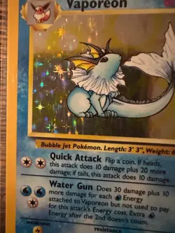 Vaporeon Jungle Holo Rare 12/64 English 1999 Unlimited Pokemon Card - Image 2