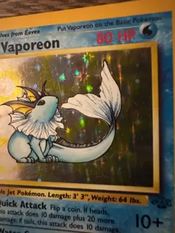 Vaporeon Jungle Holo Rare 12/64 English 1999 Unlimited Pokemon Card - Image 3