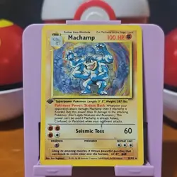Pokemon TCG Machamp 8/102 1st Edition Holo Rare Damaged - Image 1