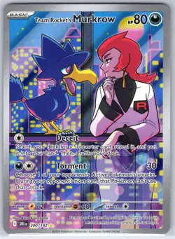 Team Rocket's Murkrow 200/182 Illustration Rare Destined Rivals Pokemon Holo NM - Image 1