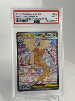 2026 POKEMON ASCENDED HEROES SPECIAL ILLUSTRATION RARE MEGA DRAGONITE EX PSA 9 - Image 1