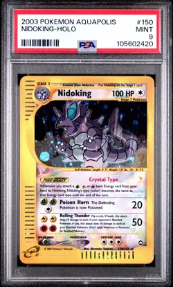 PSA 9 Pokemon Nidoking Crystal Aquapolis Holo Rare #150 Mint - Image 1