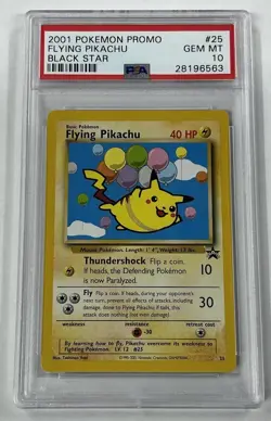 2001 POKEMON PROMO BLACK STAR POKEMON LEAGUE #25 FLYING PIKACHU PSA 10 - Image 1