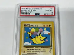 2001 POKEMON PROMO BLACK STAR POKEMON LEAGUE #25 FLYING PIKACHU PSA 10 - Image 4