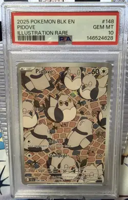 2025 POKEMON BLK EN-BLACK BOLT ILLUSTRATION RARE #148 PIDOVE PSA 10 - Image 1