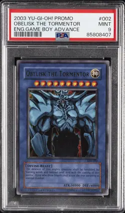 2003 YU-GI-OH! PROMO ENGLISH GAME BOY ADVANCE #002 OBELISK THE TORMENTOR PSA 9 - Image 1