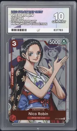 One Piece 2023 Nico Robin ST01-008 Premium Card Collection 25th Ed GEM MT ACE 10 - Image 1
