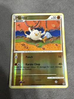 Mankey 53/95 Common Unleashed Reverse Holo Pokemon Card Near Mint (DISCONTINUED) - Image 1