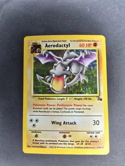 Aerodactyl 1/62 Fossil Holo Pokemon Card Unlimited Rare Pokemon - Image 1