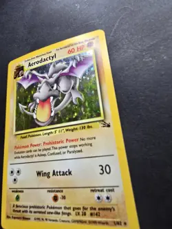 Aerodactyl 1/62 Fossil Holo Pokemon Card Unlimited Rare Pokemon - Image 2