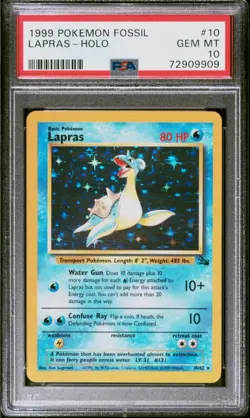 1999 pokemon fossil Lapras holo PSA 10 - Image 1