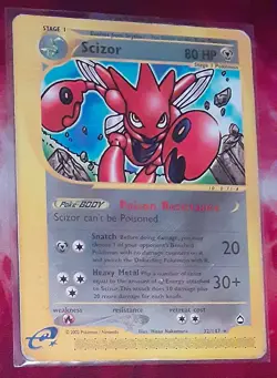 Pokemon Aquapolis Rare! Scizor Non-holo 32/147 HP Heavy Play Pokemon Card 2003 - Image 1