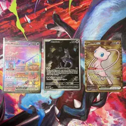 Pokemon TCG 151 UPC Promo Set 3 Cards Mew 053 Mewtwo 052 Metal Mew 205 Near Mint - Image 1