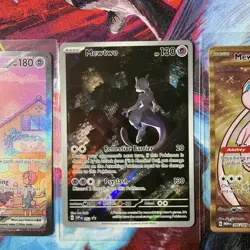 Pokemon TCG 151 UPC Promo Set 3 Cards Mew 053 Mewtwo 052 Metal Mew 205 Near Mint - Image 3