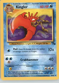 Kingler 38/62 Uncommon Fossil Pokemon Near Mint - Image 1