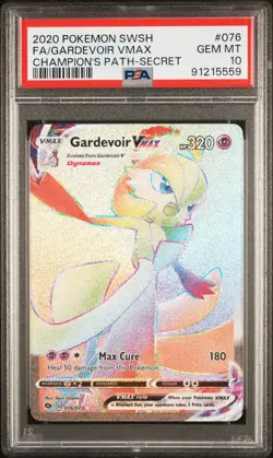 2020 Pokemon S&S Champion's Path Gardevoir VMAX FA Full Art Secret #076 PSA 10 - Image 1
