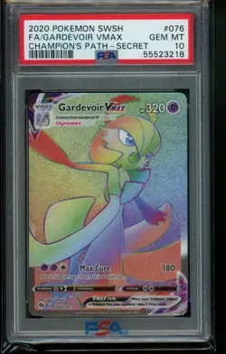 2020 Pokemon S&S Champion's Path Gardevoir VMAX FA Full Art Secret #076 PSA 10 - Image 1