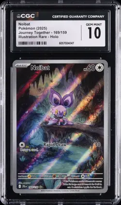 2025 POKEMON JOURNEY TOGETHER - ILLUSTRATION RARE - HOLO NOIBAT CGC 10 GEM MINT - Image 1