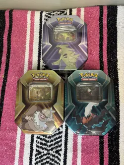 Pokemon TCG Triple Whammy Tin Set Tyranitar Slaking Darkrai 2024 3 Tins Sealed - Image 1