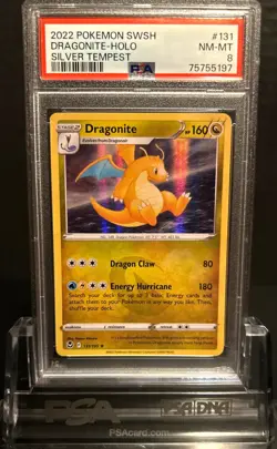 PSA 8 NM-MT 2022 Pokemon Sword Shield Silver Tempest 131 Dragonite Holo Foil - Image 1