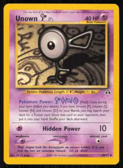 Unown [F] 48/75 Uncommon Neo Discovery Pokemon Unlimited Lightly Played - Image 1