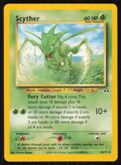 Scyther 46/75 Uncommon Neo Discovery Pokemon Unlimited Lightly Played - Image 1