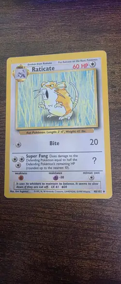 Raticate 40/102 Uncommon Base Set Unlimited Pokemon Lightly Played - Image 1