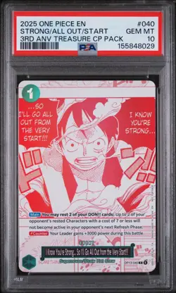 I Know You're Strong.. 2025 One Piece 3rd Anniversary Treasure Pack #040 PSA 10 - Image 1