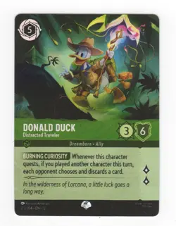 Disney Lorcana Wilds Unknown DONALD DUCK Distracted Traveler Epic Foil #212/204 - Image 1