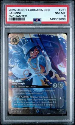 Disney Lorcana-Reign of Jafar-Jasmine-Steady Strategist-#221-Enchanted-PSA 8 - Image 5