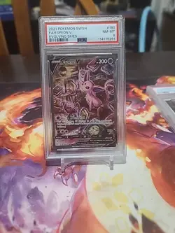 Espeon v PSA 8 Alt Art Evolving Skies Pokemon Card 180/203 Full Art 2021 - Image 1