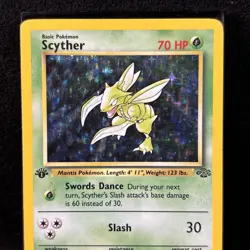 Scyther 10/64 Jungle 1st Edition Holo Rare Pokemon Trading Card Base Set - Image 3