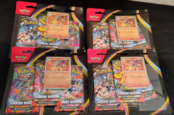 x4 3-Pack Blister Chaos Rising Pokemon TCG Lot of 4 - Image 1