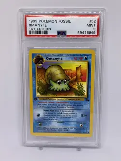 1999 Pokemon Fossil 1st Edition Omanyte #52/62 PSA 9 - Image 1